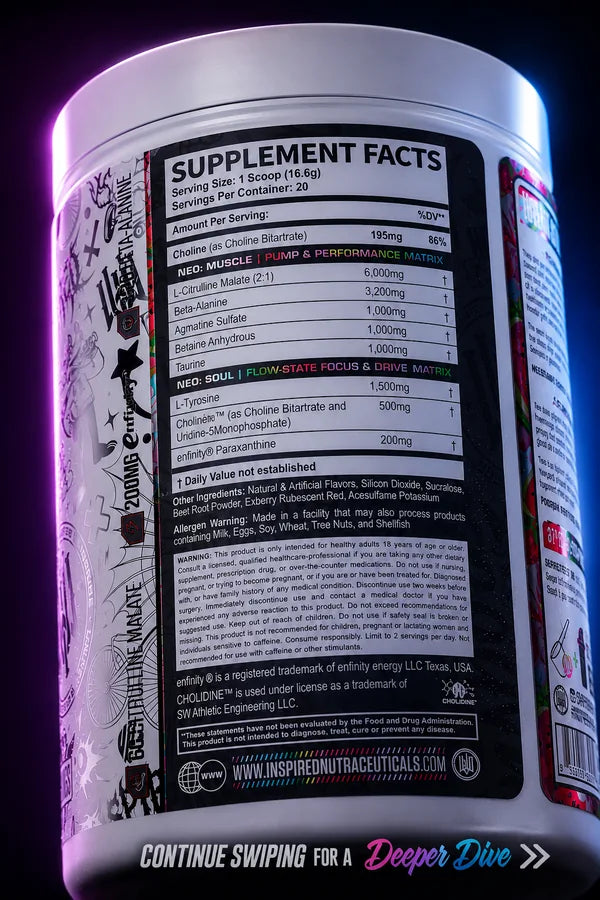 Full formula reveal: NEO back label