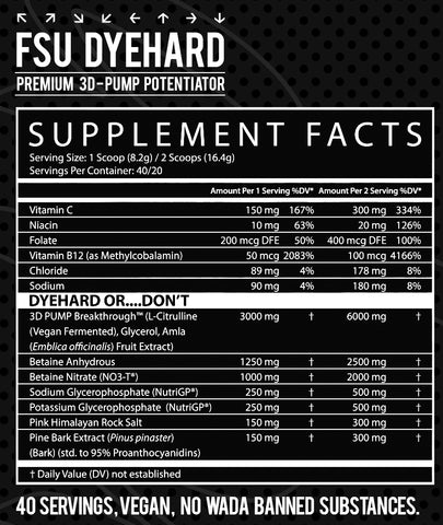 FSU: Dyehard Non-Stim Pre-Workout