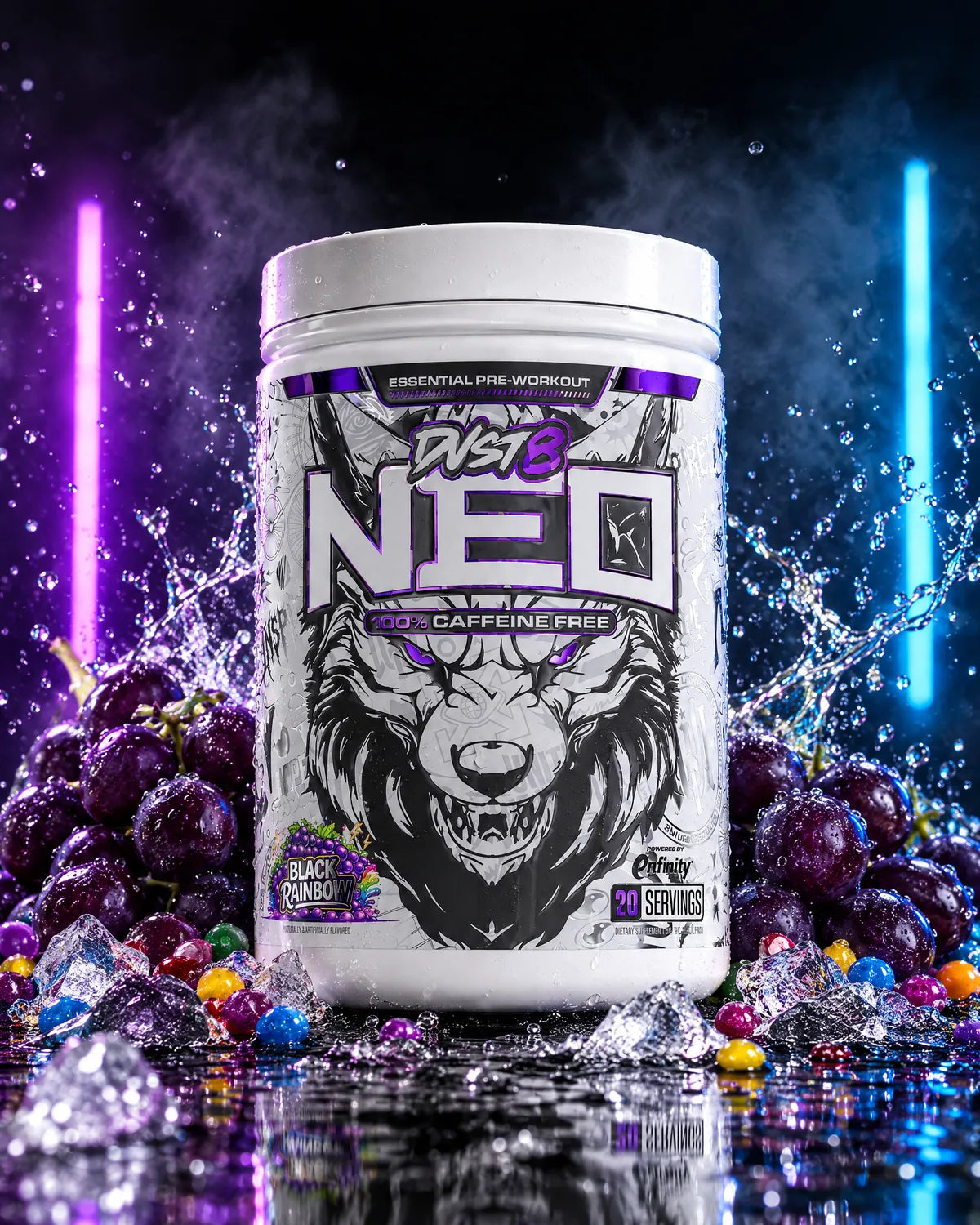 Black Rainbow tub with grapes, rainbow candy and a frozen splash